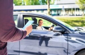 rideshare driver arriving for pickup